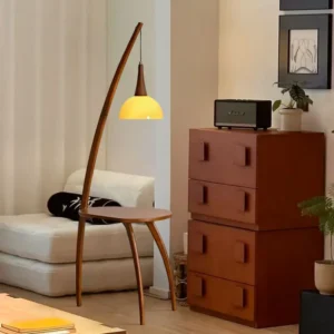 Dark Walnut Arc Standing Lamp with Storage Tray FL-B018 4