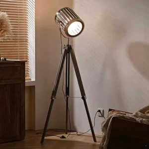 Industrial Vintage Wood Tripod Floor Lamp FL-B021 3