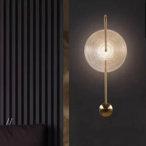 Modern Textured Disc Glass & Brass Metal LED Wall Lamp WA1036 1