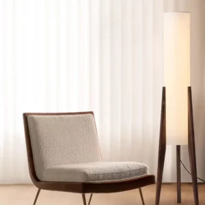 Tall Cylinder Fabric Shade Wood Tripod Floor Lamp FL-B020 2
