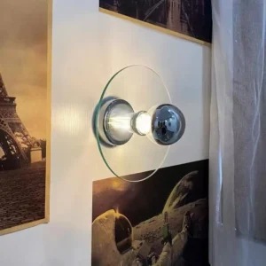 Minimalist Transparent Round Glass & Chrome Metal Wall Lamp WA1037 6