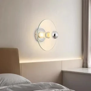 Minimalist Transparent Round Glass & Chrome Metal Wall Lamp WA1037 1