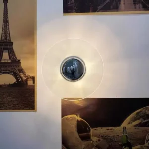 Minimalist Transparent Round Glass & Chrome Metal Wall Lamp WA1037 3