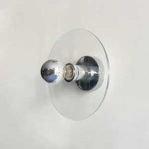 Minimalist Transparent Round Glass & Chrome Metal Wall Lamp WA1037 5