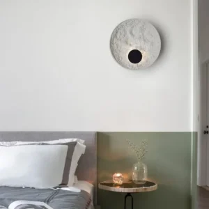 Rough Textured White Resin Round Decor Wall Sconce WA1041 1