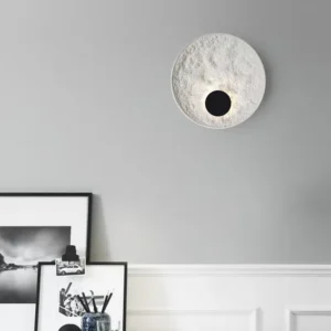 Rough Textured White Resin Round Decor Wall Sconce WA1041 2
