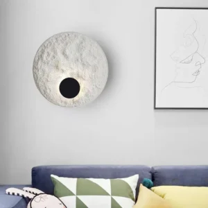 Rough Textured White Resin Round Decor Wall Sconce WA1041 4