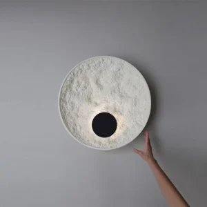 Rough Textured White Resin Round Decor Wall Sconce WA1041 3