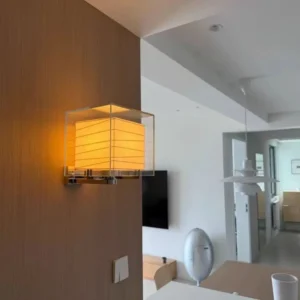Square Clear Glass Frame & Rice Paper Wall Sconce WA1042 2