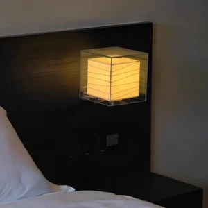Square Clear Glass Frame & Rice Paper Wall Sconce WA1042 3
