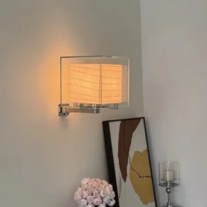 Square Clear Glass Frame & Rice Paper Wall Sconce WA1042 6