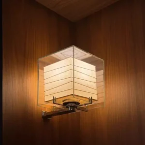 Square Clear Glass Frame & Rice Paper Wall Sconce WA1042 7