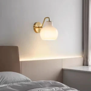 Modern Opal Glass Curved Brass Wall Sconce WA1044 5