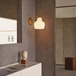 Modern Opal Glass Curved Brass Wall Sconce WA1044 1