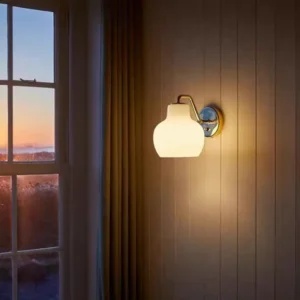 Modern Opal Glass Curved Brass Wall Sconce WA1044 2