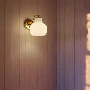 Modern Opal Glass Curved Brass Wall Sconce WA1044 4
