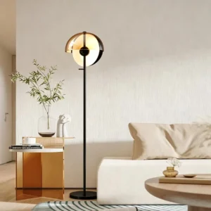 Rotatable Half Sphere Glass Floor Lamp with Black Metal FL-A001 4