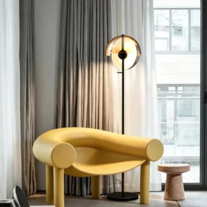 Rotatable Half Sphere Glass Floor Lamp with Black Metal FL-A001 1
