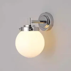 Modern Chrome metal & Opal Globe Glass Decor Wall Sconce WA1046 2