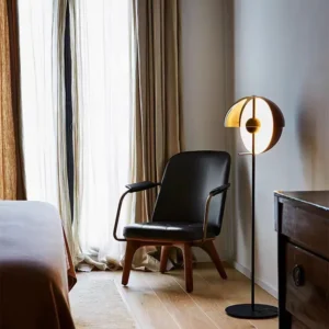 Rotatable Half Sphere Glass Floor Lamp with Black Metal FL-A001 2