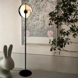 Rotatable Half Sphere Glass Floor Lamp with Black Metal FL-A001 3