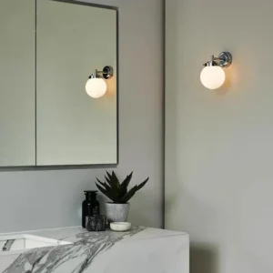 Modern Chrome metal& Opal Globe Glass Decor Wall Sconce WA1046 4