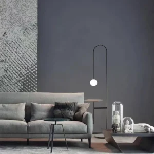 Curved Arch Floor Lamp with Side Tray Frosted Glass Globe Light FL-A002 2
