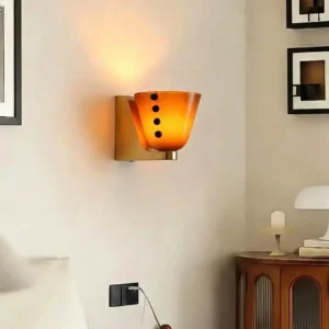 Modern Brass Metal Base with Dot Glass Cone Wall Sconce WA1047 1