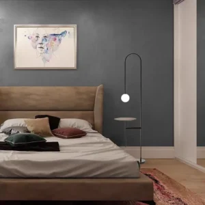 Curved Arch Floor Lamp with Side Tray Frosted Glass Globe Light FL-A002 3