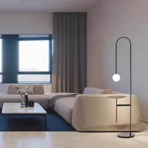 Curved Arch Floor Lamp with Side Tray Frosted Glass Globe Light FL-A002 5