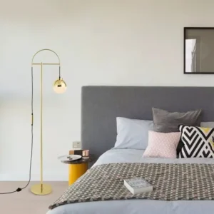 Modern Brass Gold Arch Floor Lamp with Frosted Glass Globe Light FL-A003 5
