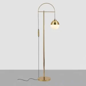 Modern Brass Gold Arch Floor Lamp with Frosted Glass Globe Light FL-A003 1