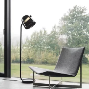 Modern Dome Glass Floor Lamp with Curved Black Metal FL-A004 3