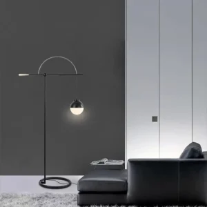 Italian Minimal Balance Metal & Glass Sculpture Floor Lamp FL-A005 1