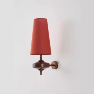 Mid Century Conical Fabric Shade & Wood Wall Lamp WA1051 1