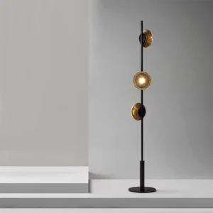 Modern Vertical 3-Light Glass Floor Lamp with Black Metal FL-A006 3