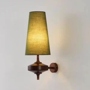Mid Century Conical Fabric Shade & Wood Wall Lamp WA1051 2
