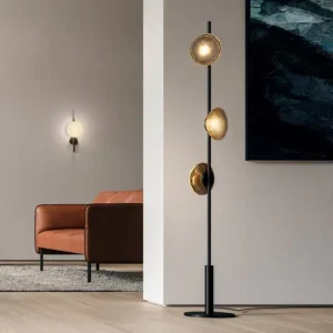 Modern Vertical 3-Light Glass Floor Lamp with Black Metal FL-A006 4