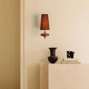 Mid Century Conical Fabric Shade & Wood Wall Lamp WA1051 3