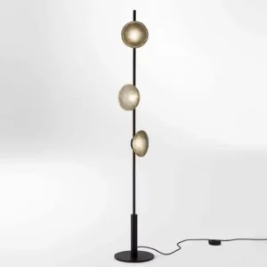 Modern Vertical 3-Light Glass Floor Lamp with Black Metal FL-A006 1