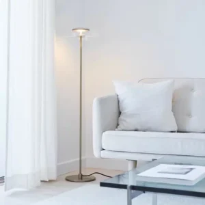 Modern Gold Slim Pole Floor Lamp with Glass Dome Shade FL-A007 1