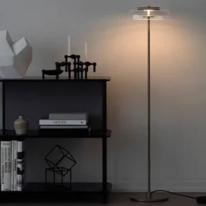 Modern Gold Slim Pole Floor Lamp with Glass Dome Shade FL-A007 2