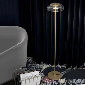 Modern Gold Slim Pole Floor Lamp with Glass Dome Shade FL-A007 3