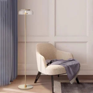 Modern Gold Slim Pole Floor Lamp with Glass Dome Shade FL-A007 4