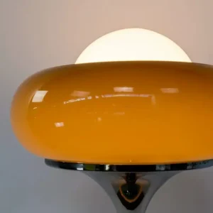 Mid Century Mushroom Floor Lamp Chrome Stand Orange Double Glass Shade FL-A008 2