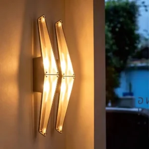 Double Vertical Tapered Textured Glass Decor Wall Sconce WA1053 5