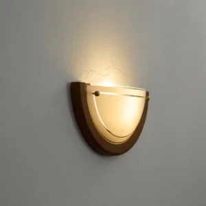 Half Moon Frosted Glass Dark Wood Frame Wall Sconce WA1054 1