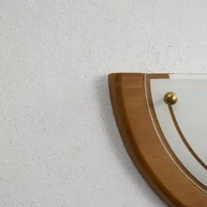 Half Moon Frosted Glass Dark Wood Frame Wall Sconce WA1054 4