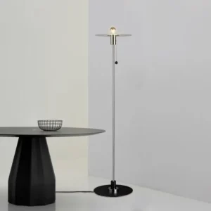 Italian Minimal Thin Vertical Floor Lamp Metal Flat Disc Shade FL-A010 1