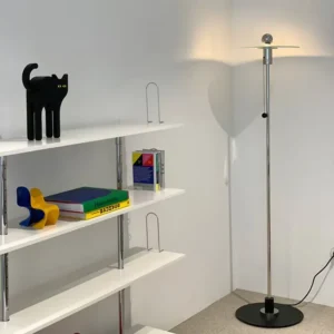 Italian Minimal Thin Vertical Floor Lamp Metal Flat Disc Shade FL-A010 3